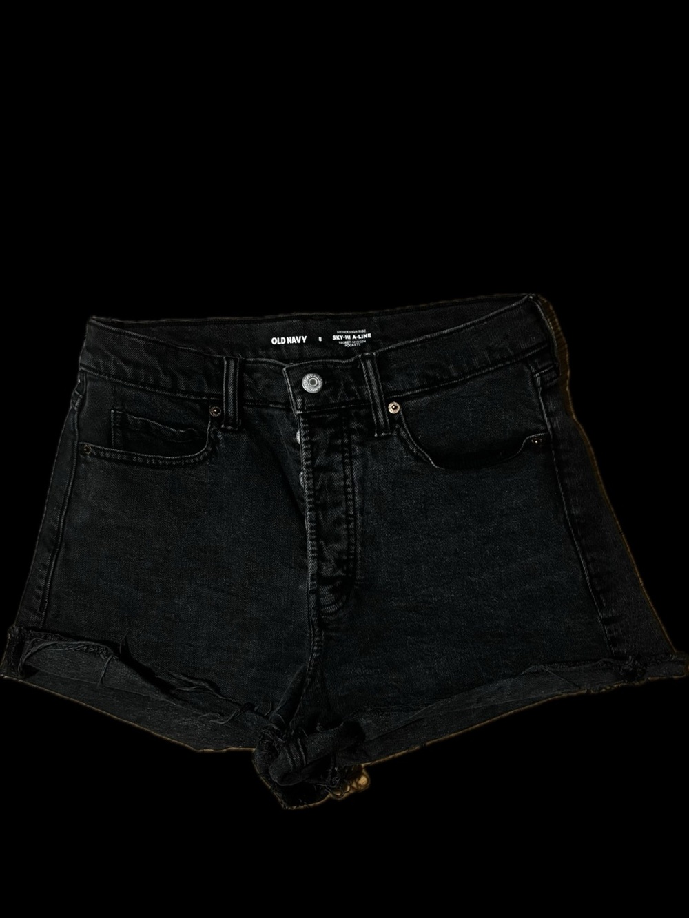 Old Navy High Rise Sky-Hi A-Line Denim Cutoff Shorts Washed Out Black Size 8